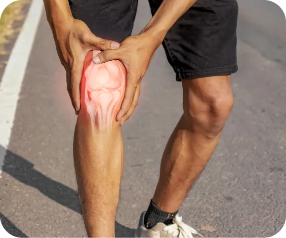 Patient with highlighted meniscus tear in the knee, illustrating how surgeons decide between repairing or removing a meniscus tear