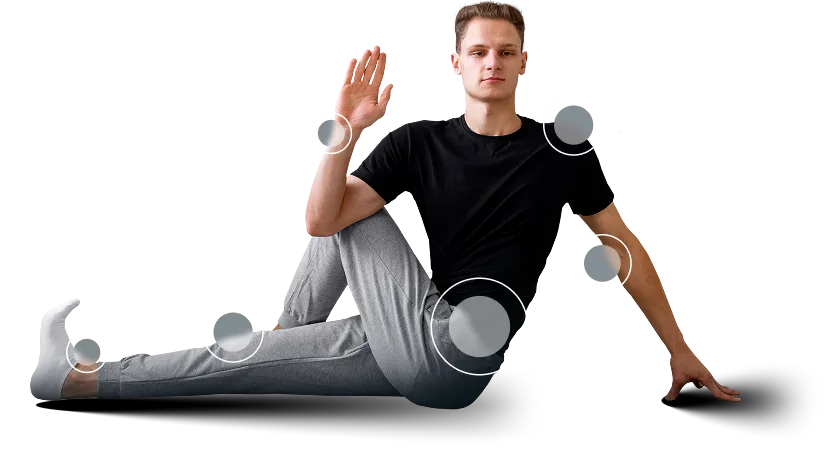 man demonstrating shoulder and joint mobility exercise for orthopedic evaluation